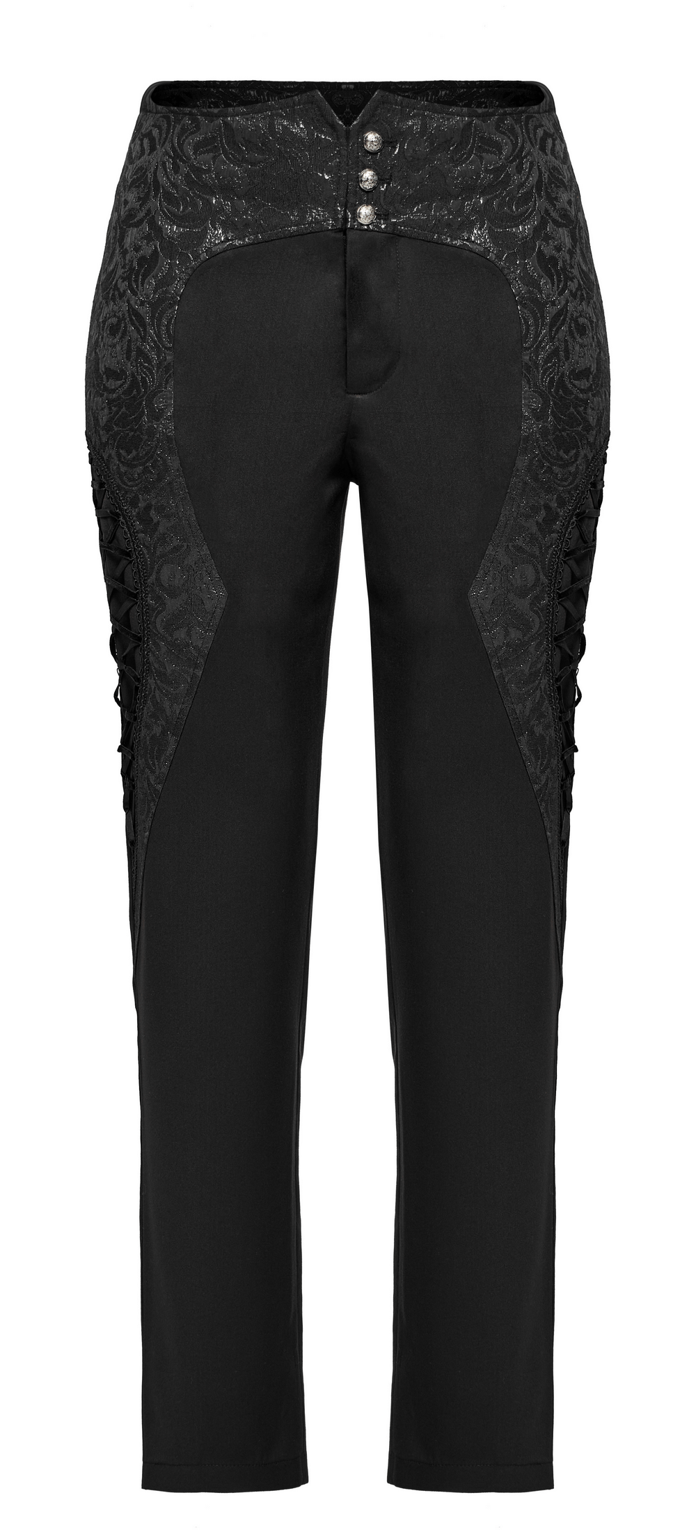 Laced Gothic Black Pants with Jacquard Detail for Men