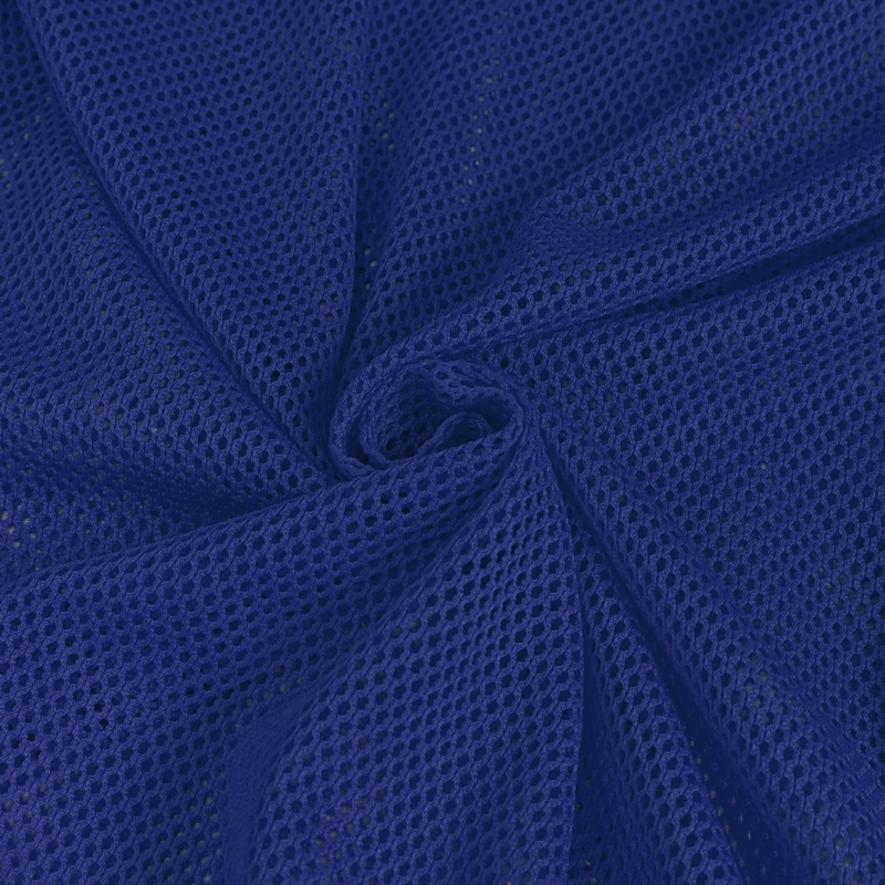 Close-up of soft blue stretchy mesh fabric ideal for stylish women's long-sleeved tops.