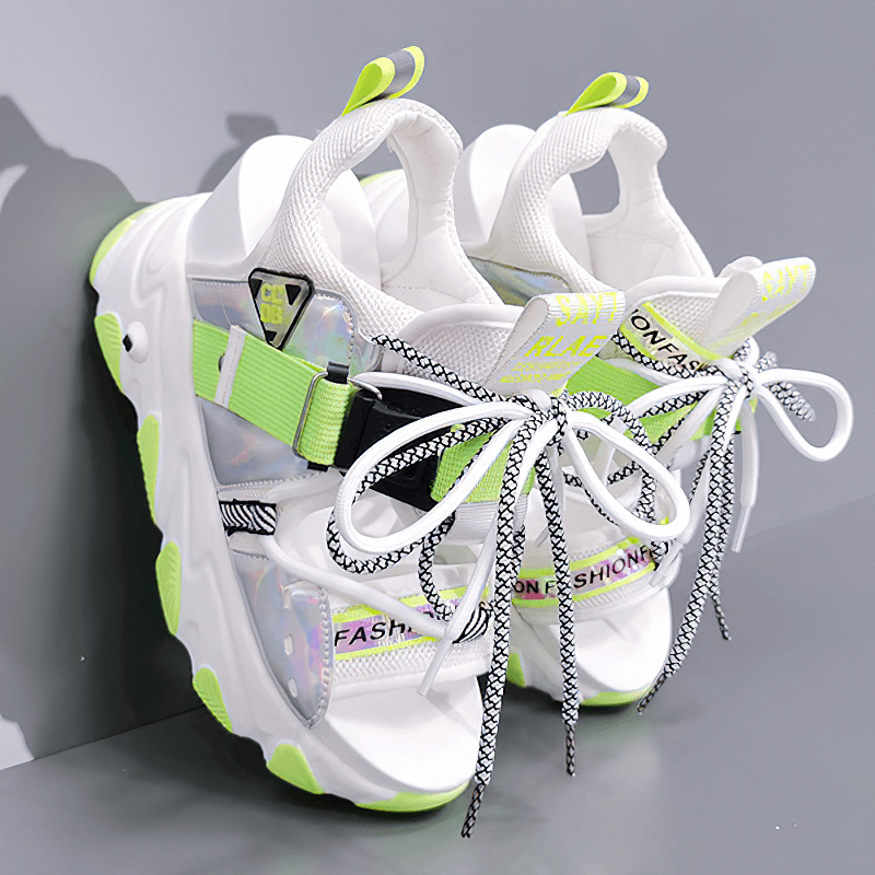 Ladies Chunky Platform Sandals with Buckle Strap in mixed colors, perfect for a stylish summer casual look.