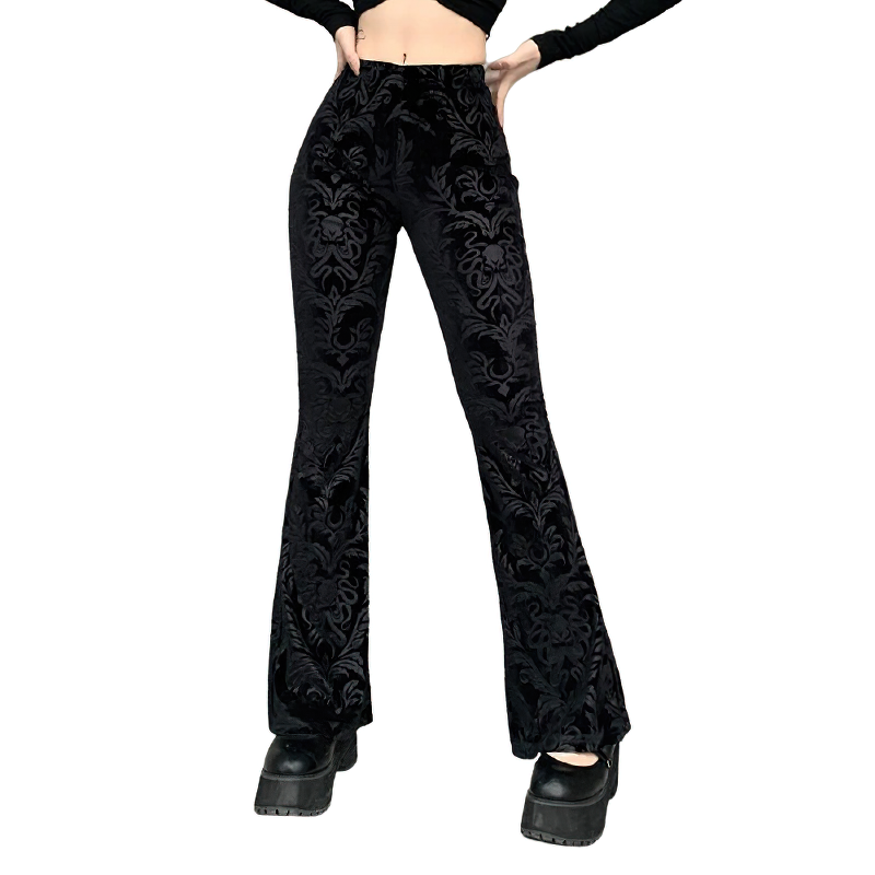 Lady's Retro Gothic Pants With High Waist / Women's Vintage Flared Pants - HARD'N'HEAVY