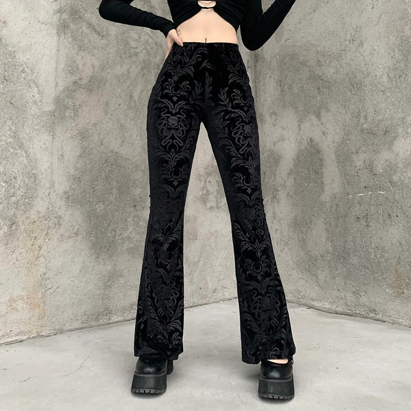 Lady's Retro Gothic Pants With High Waist / Women's Vintage Flared Pants - HARD'N'HEAVY