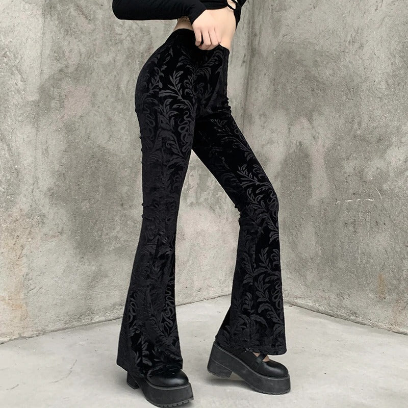 Lady's Retro Gothic Pants With High Waist / Women's Vintage Flared Pants - HARD'N'HEAVY