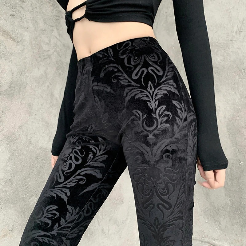 Lady's Retro Gothic Pants With High Waist / Women's Vintage Flared Pants - HARD'N'HEAVY