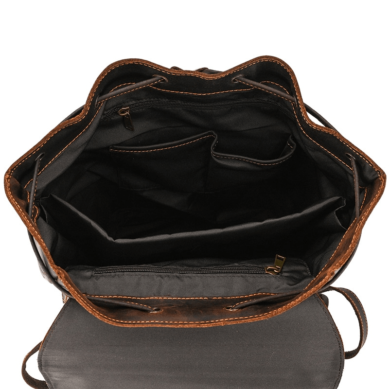 Large Genuine Leather Laptop Travel Backpack / Fashion Unisex Many Pockets Backpacks - HARD'N'HEAVY