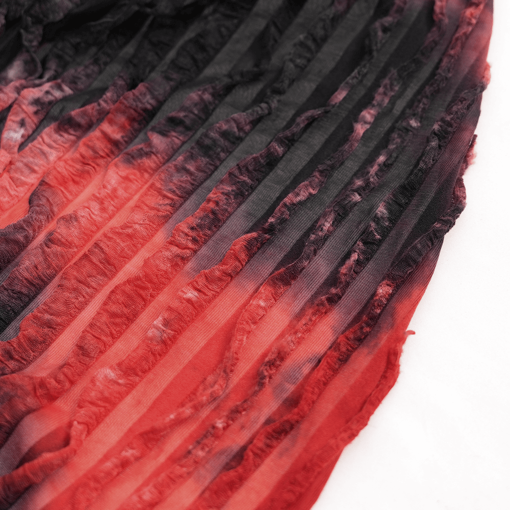 Close-up of layered tulle in striking red and black, perfect for a gothic or alternative fashion statement.