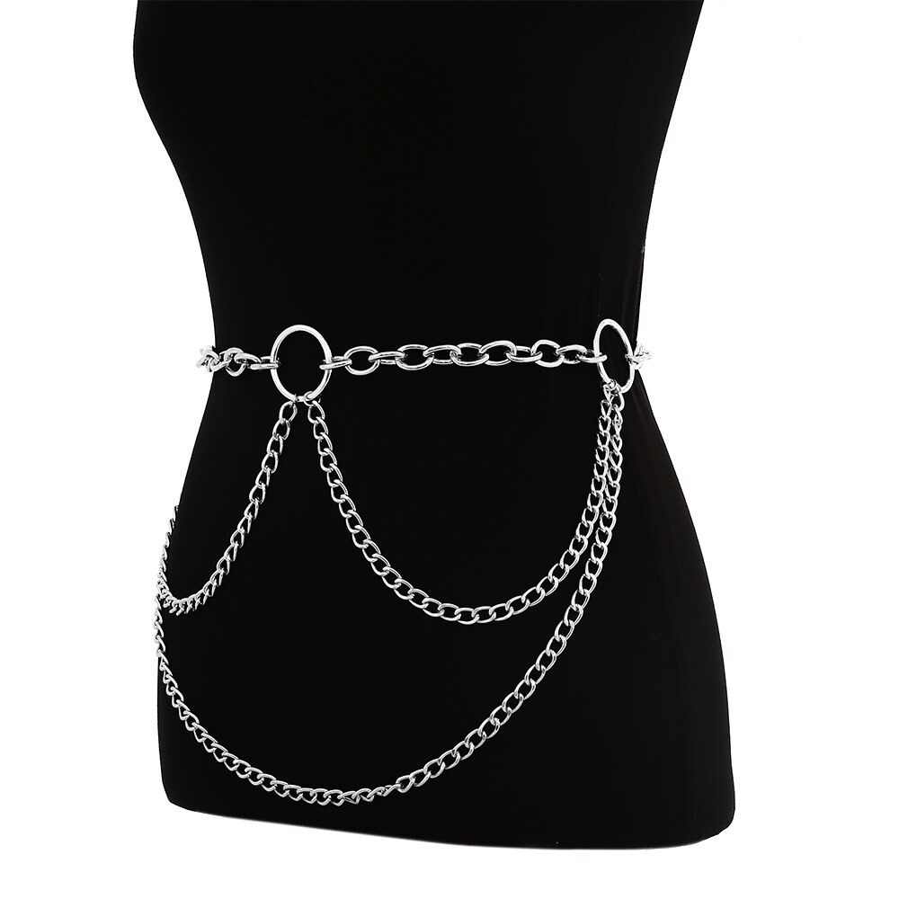 Layered metal chain belt for women, vintage accessory to elevate any outfit.