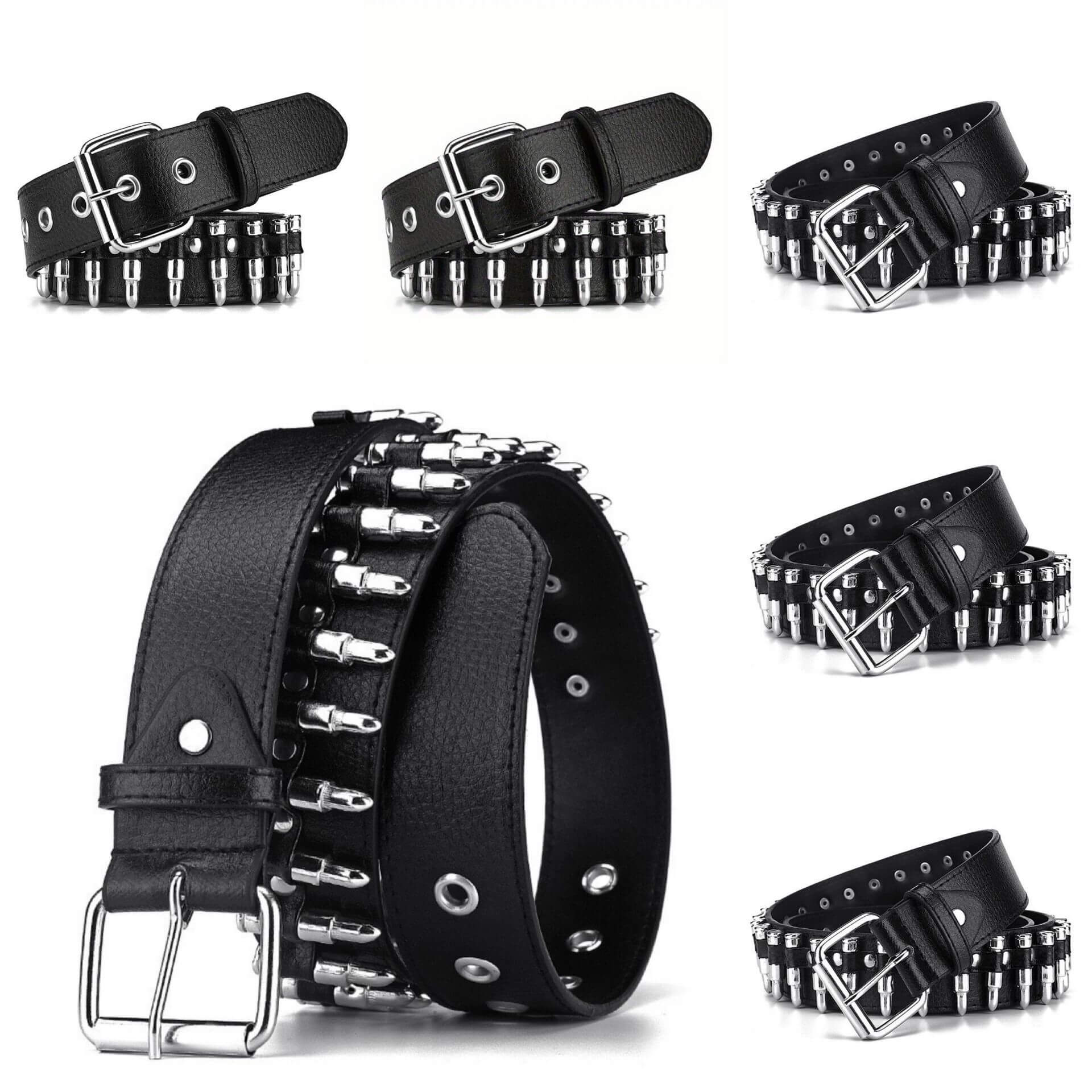 Leather Belt with Bullet Rivets / Motorcycle Belts for Women and Men in Rock Style - HARD'N'HEAVY