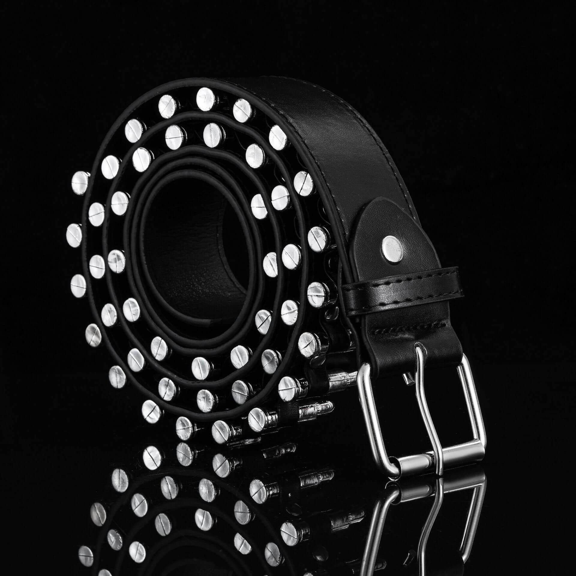 Leather Belt with Bullet Rivets / Motorcycle Belts for Women and Men in Rock Style - HARD'N'HEAVY