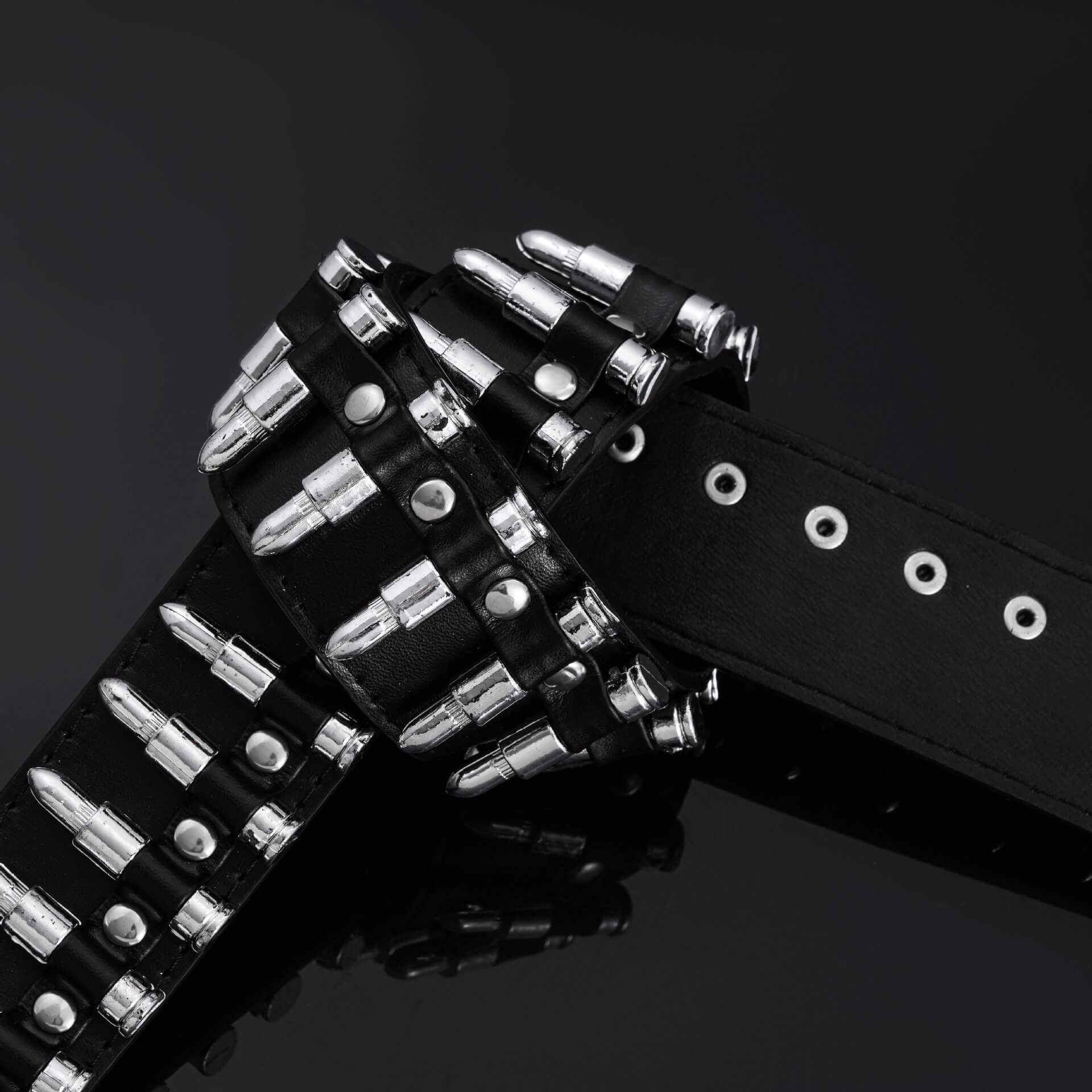 Leather Belt with Bullet Rivets / Motorcycle Belts for Women and Men in Rock Style - HARD'N'HEAVY