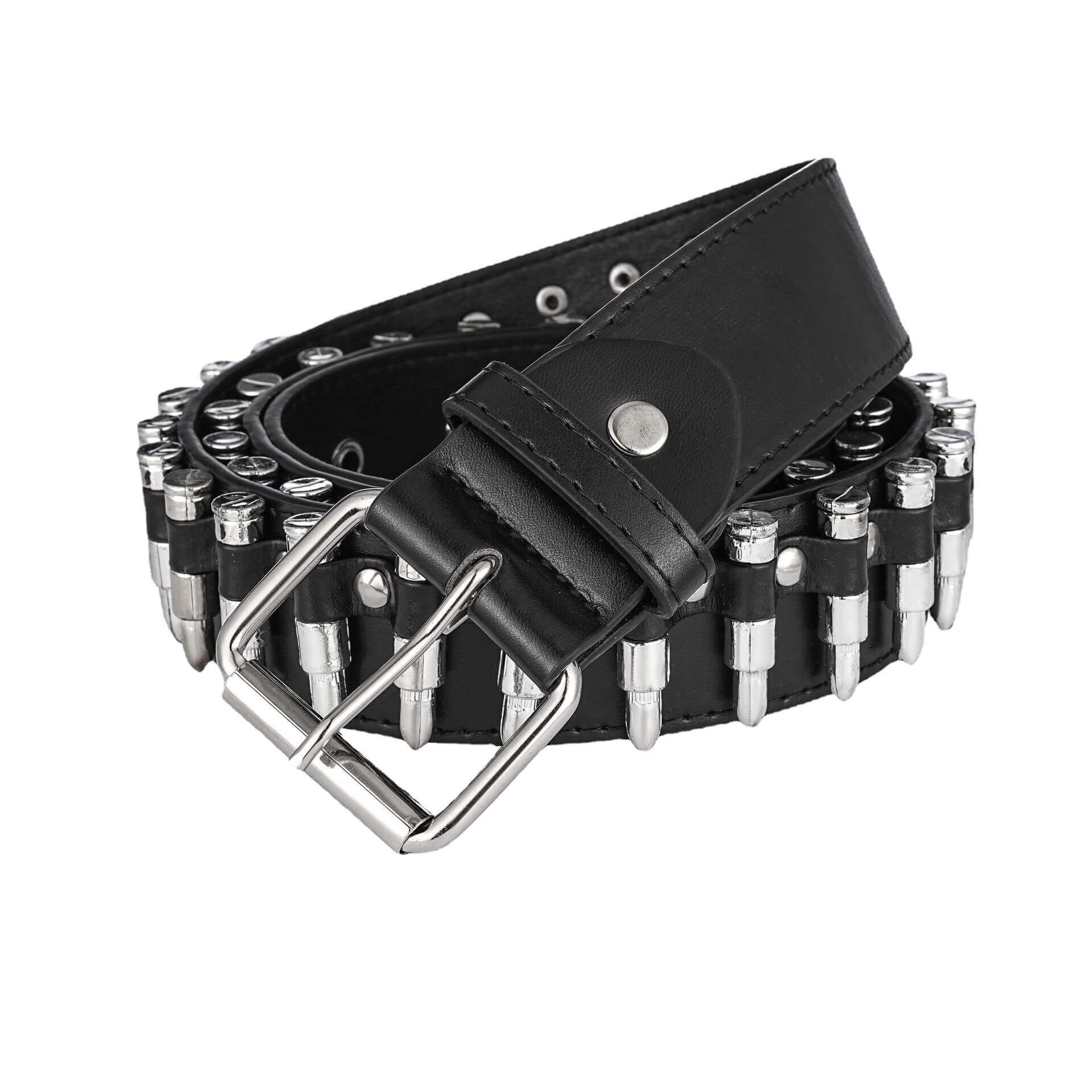 Leather Belt with Bullet Rivets / Motorcycle Belts for Women and Men in Rock Style - HARD'N'HEAVY