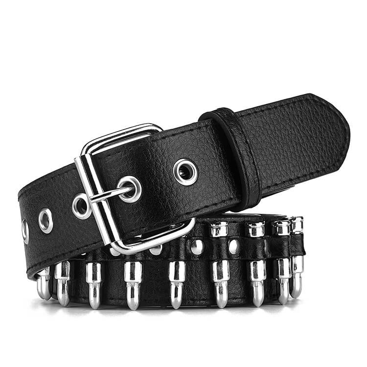 Leather Belt with Bullet Rivets / Motorcycle Belts for Women and Men in Rock Style - HARD'N'HEAVY