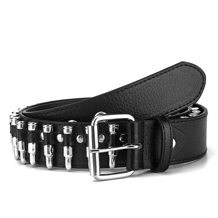 Leather Belt with Bullet Rivets / Motorcycle Belts for Women and Men in Rock Style - HARD'N'HEAVY