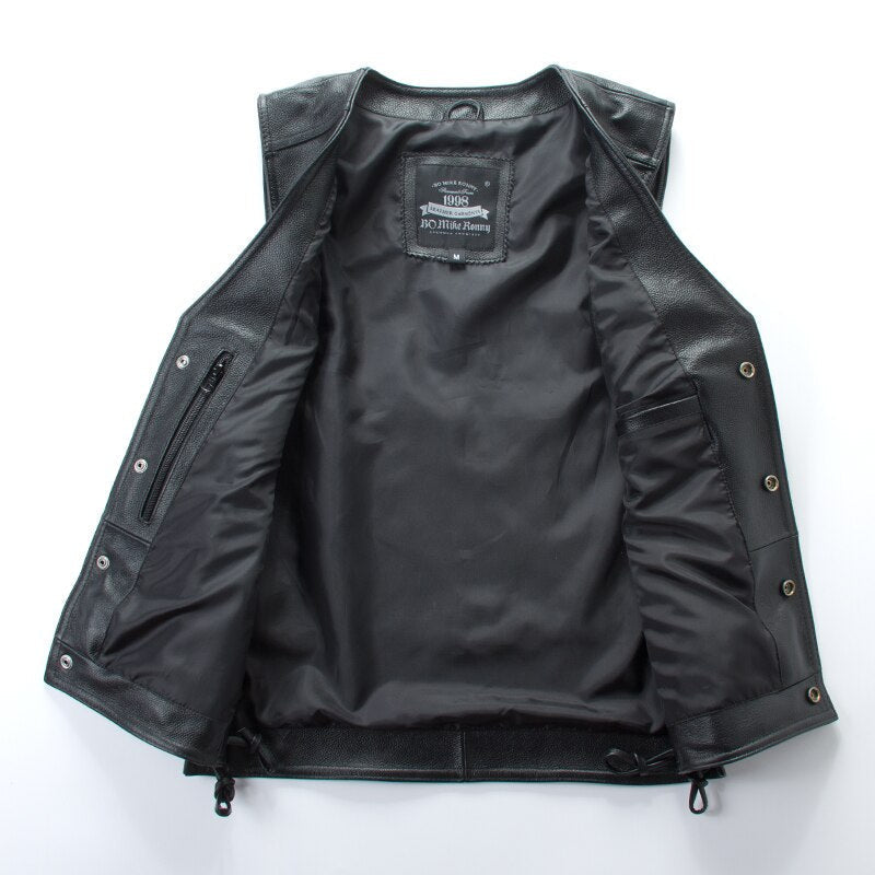 Leather biker vest / Rock Style Skull Cross Leather men's vest - HARD'N'HEAVY