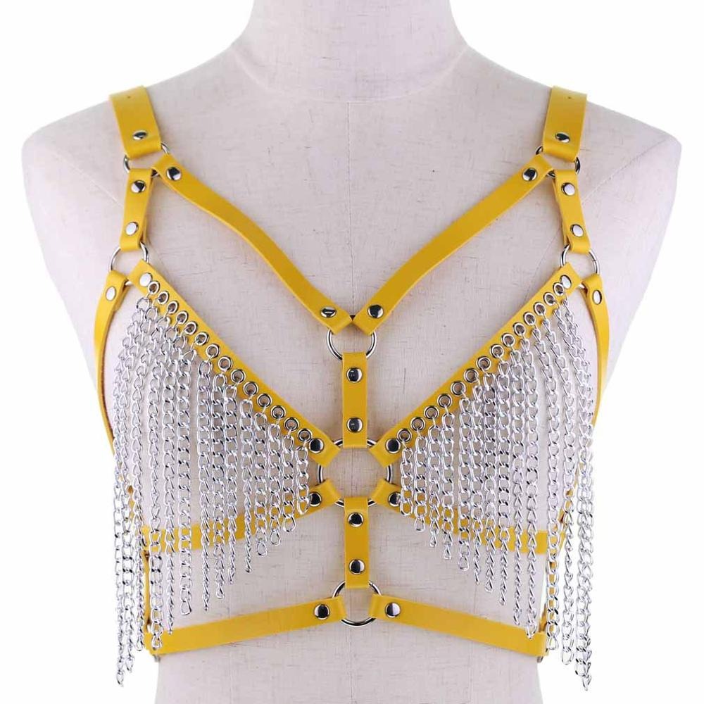 Leather Chain Body Harness / Gothic Bra Harness / Women's Chain Top / Rave Outfits - HARD'N'HEAVY