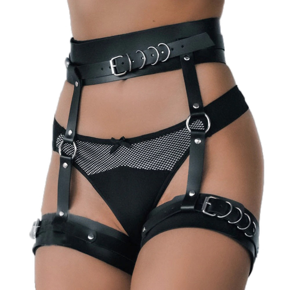 Leather leg garter body strap harness belt for women, perfect for sexy styles and cosplay.