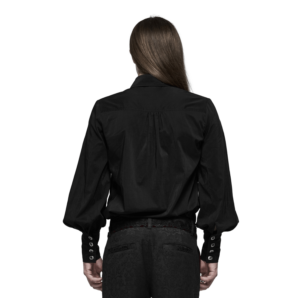 Back view of Gothic Fire Dragon shirt featuring elegant lace collar and fitted design, perfect for a stylish statement.