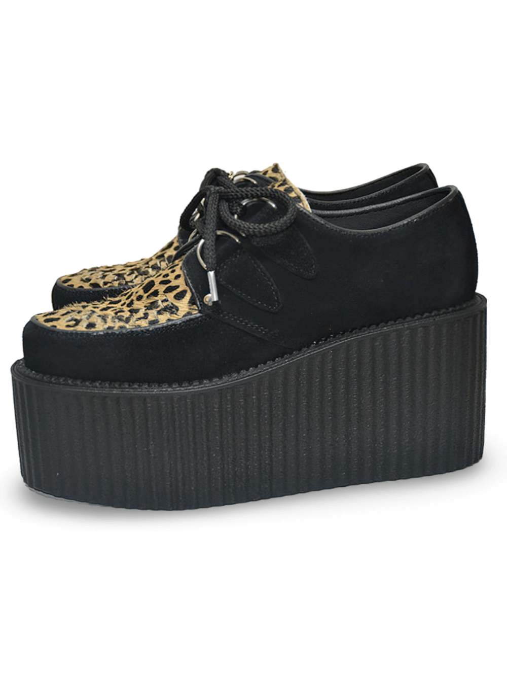 Leopard and Black Suede Creepers with Triple Sole
