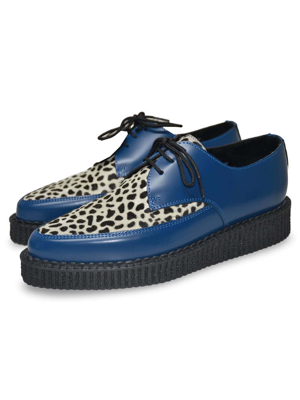 Leopard Fur and Leather Pointed Creeper Shoes