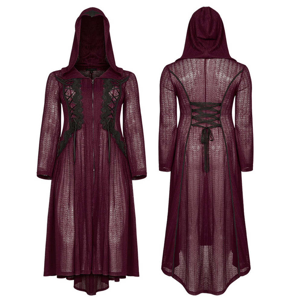 Light Gothic Women's Coat with Hood on Zipper - HARD'N'HEAVY