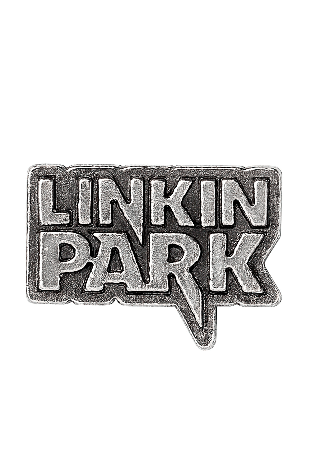 Linkin Park logo pewter pin badge showcasing the band's iconic lettering for rock fans and collectors.