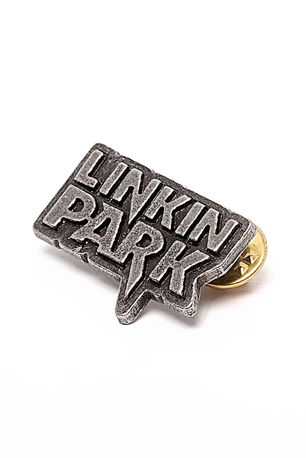 Linkin Park logo pewter pin badge, a stylish collectible for rock fans, perfect for jackets and bags.