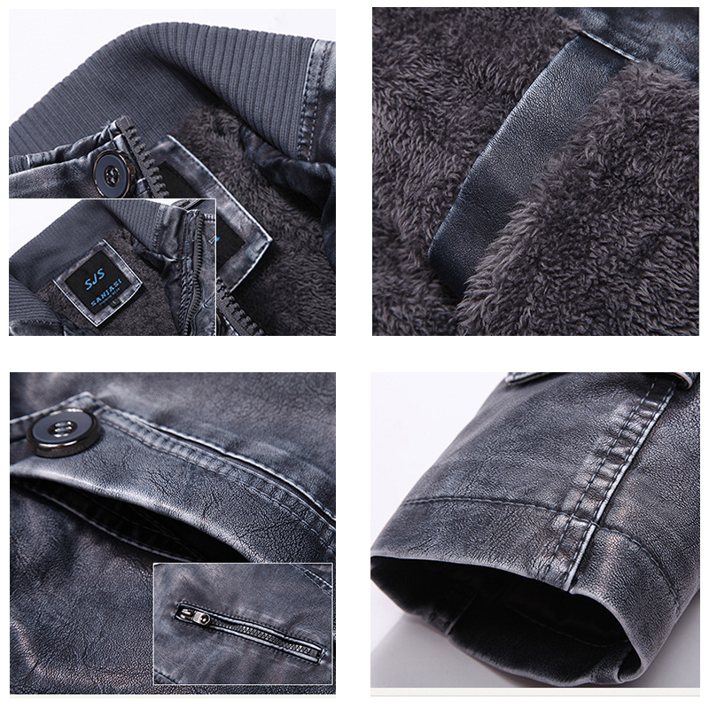 Long Leather Jacket / Winter Men PU Coat / Leather Motorcycle Jacket - HARD'N'HEAVY