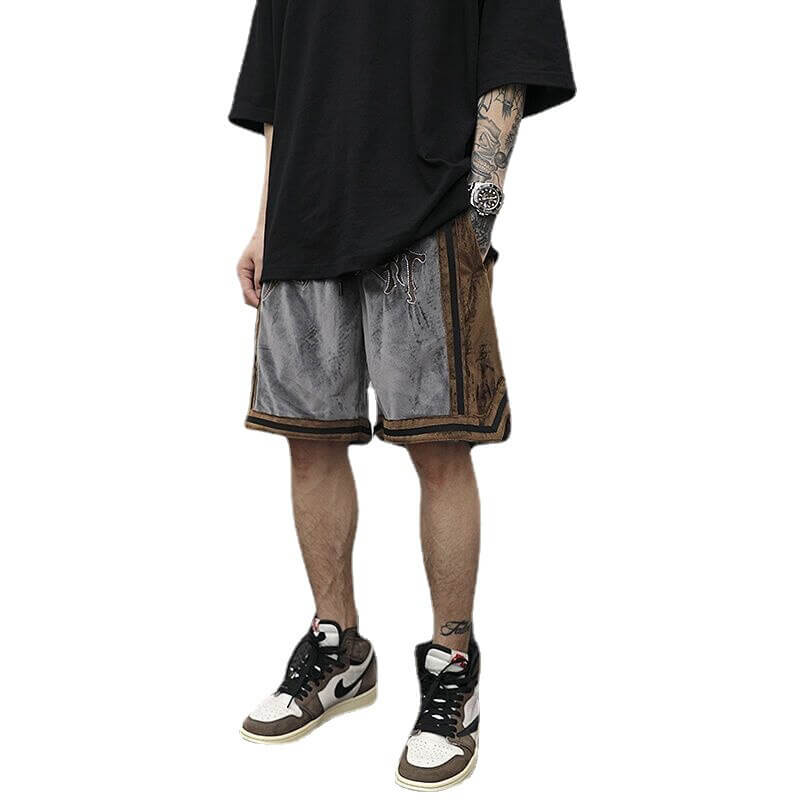 Loose Shorts with Drawstring for Men / Casual Male Embroidery Contrast Color Shorts - HARD'N'HEAVY