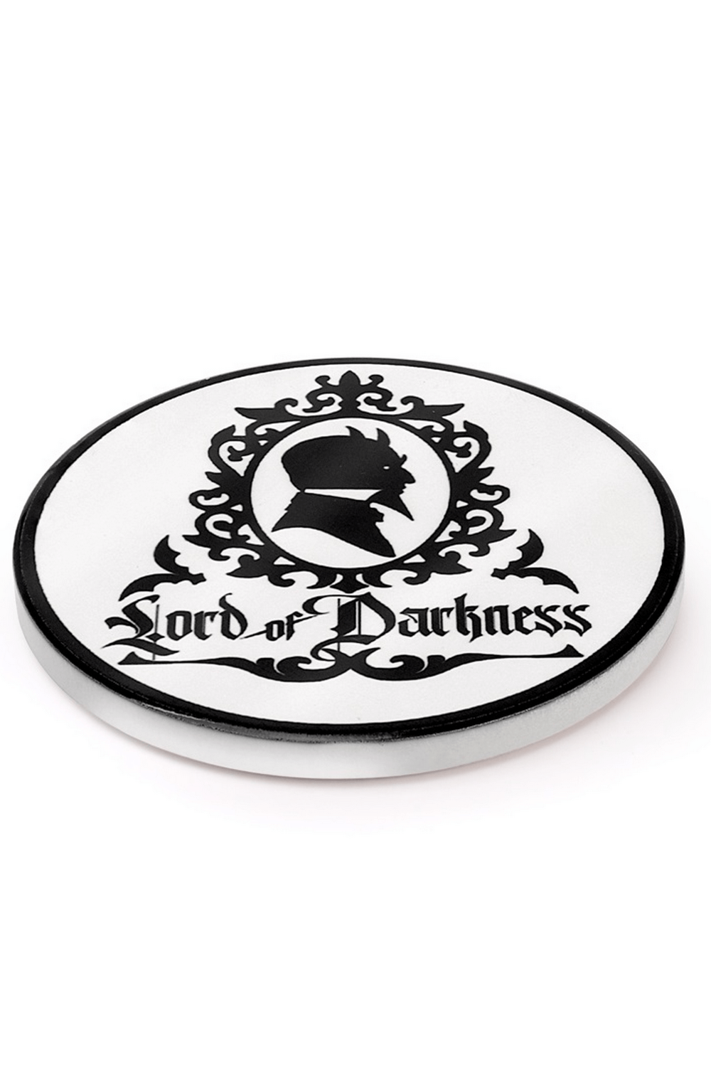 Gothic Lord of Darkness coaster with elegant full moon design and black silhouette for dark home decor.