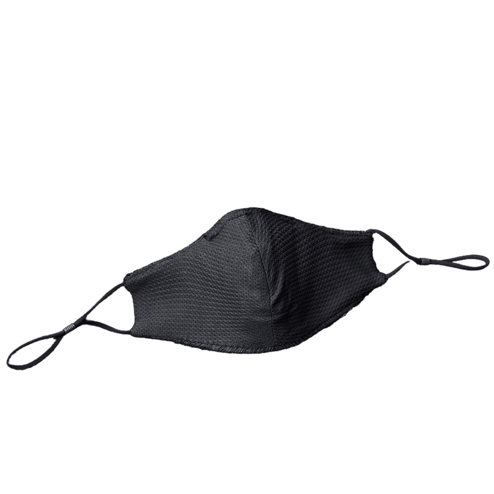 Elegant black mask with breathable mesh fabric and adjustable string lugs for a perfect fit.