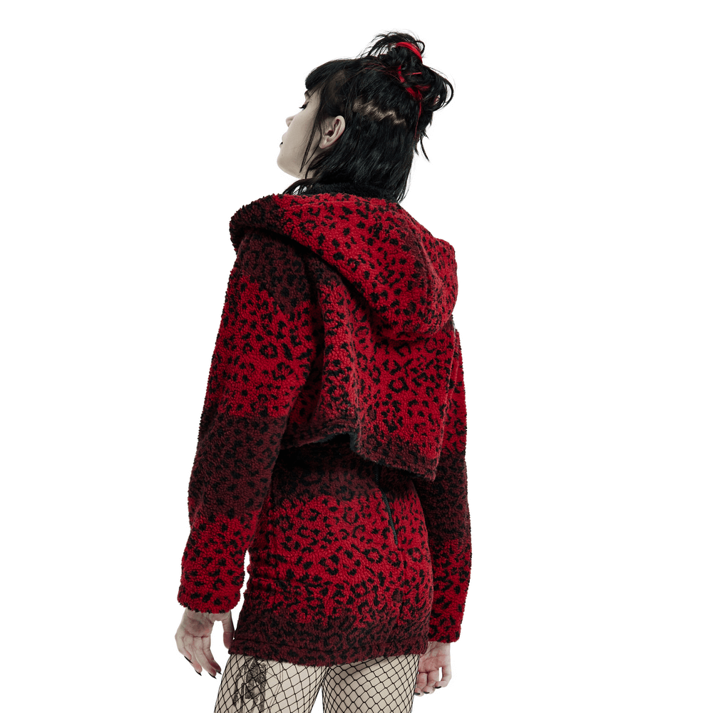 Lux Punk Leopard Short Coat with Eyelet Leather Accents - HARD'N'HEAVY