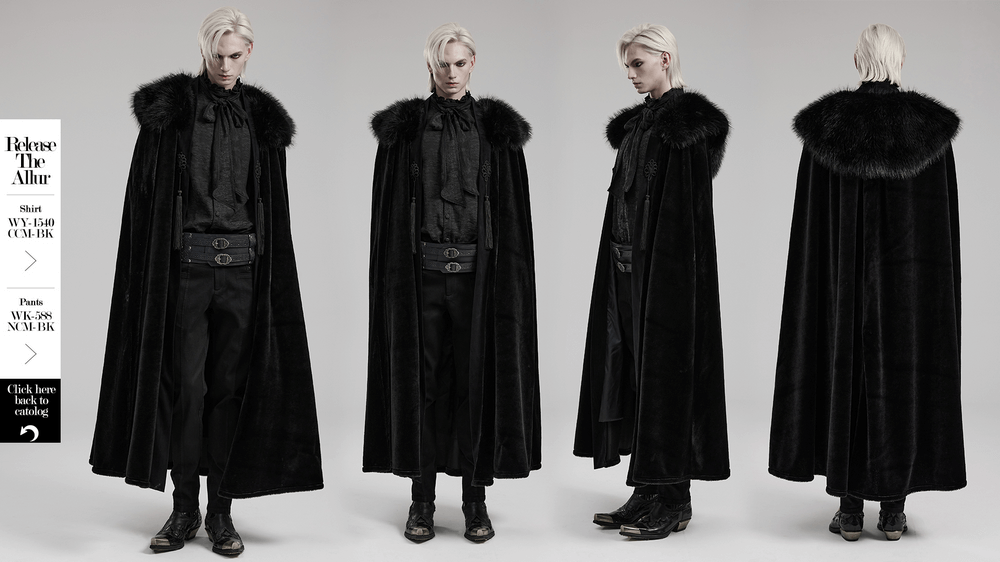 Lux Velvet Gothic Cloak with Fur Collar and Tassels - HARD'N'HEAVY