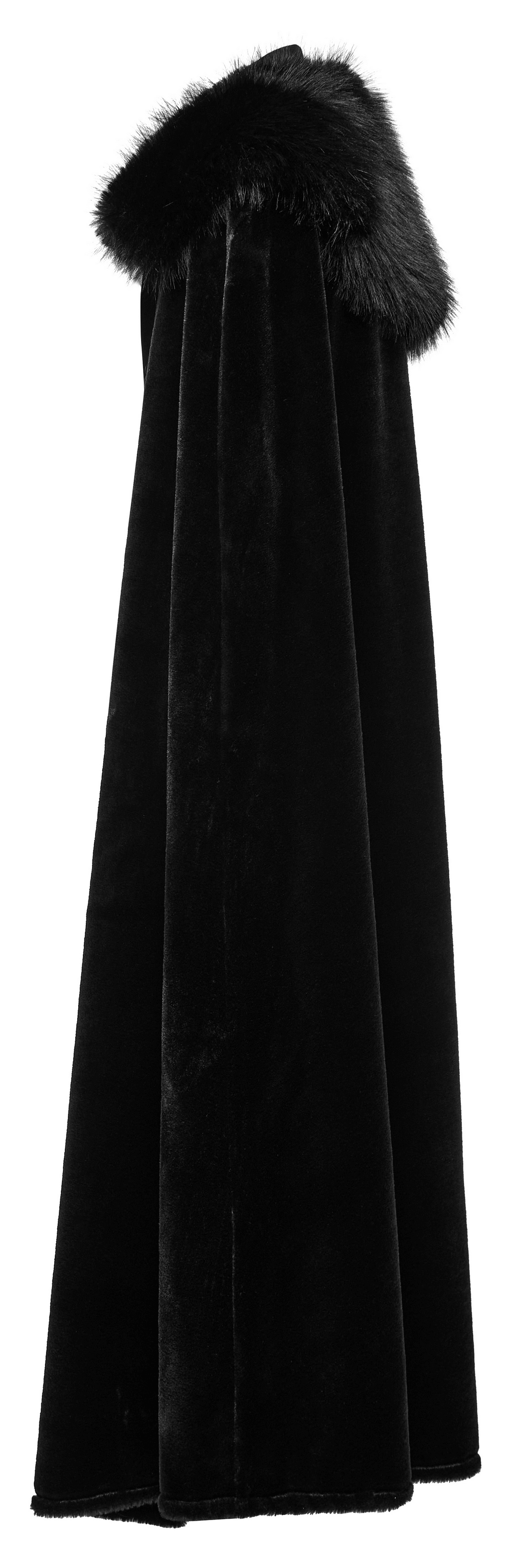 Lux velvet gothic cloak featuring a plush fur collar and elegant tassels, perfect for a distinguished gothic style.