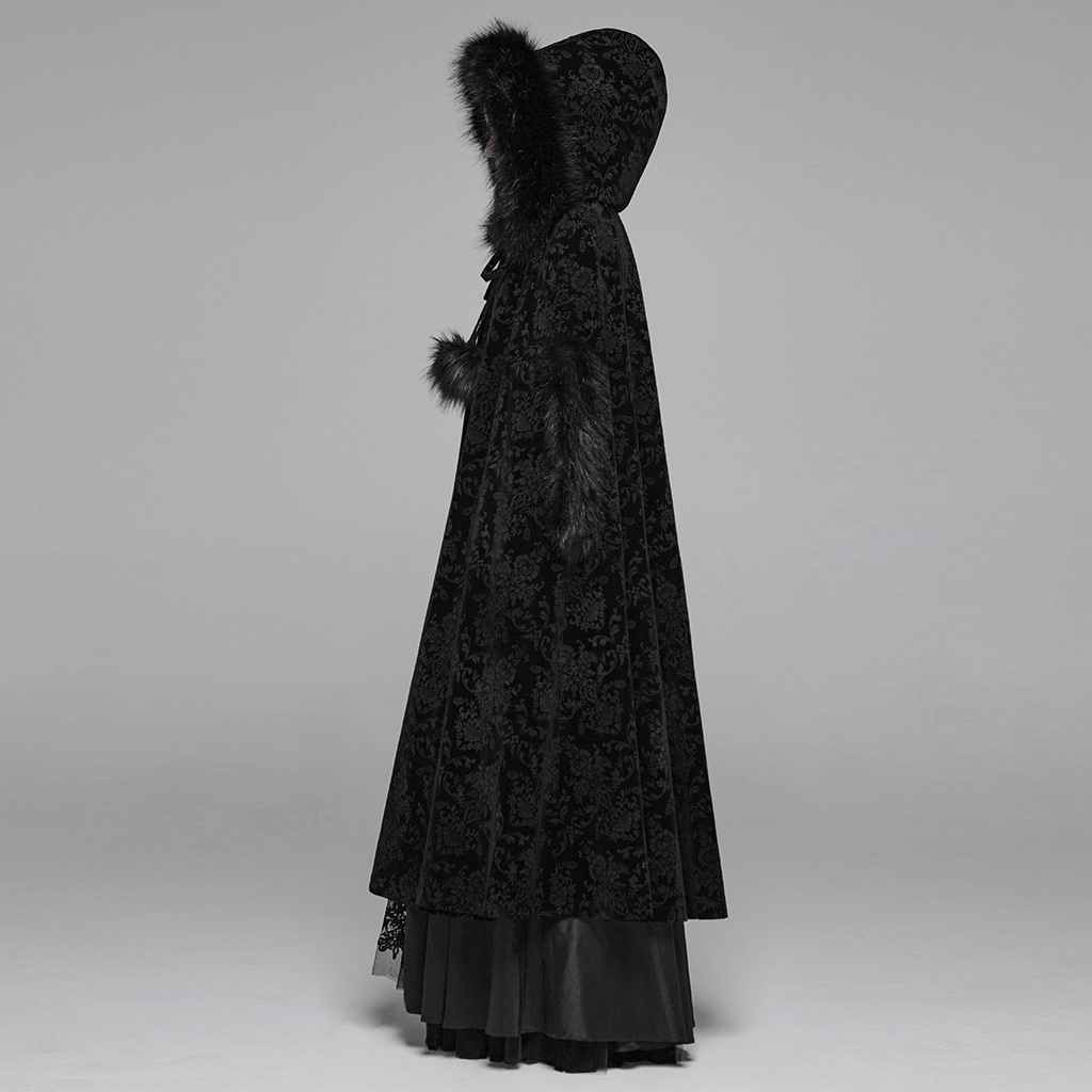 Lux Velvet Hooded Gothic Cloak Full-length for Ladies - HARD'N'HEAVY