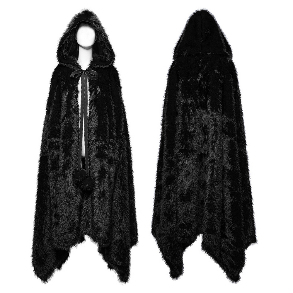 Luxurious Gothic Asymmetrical Fur Cloak for Women