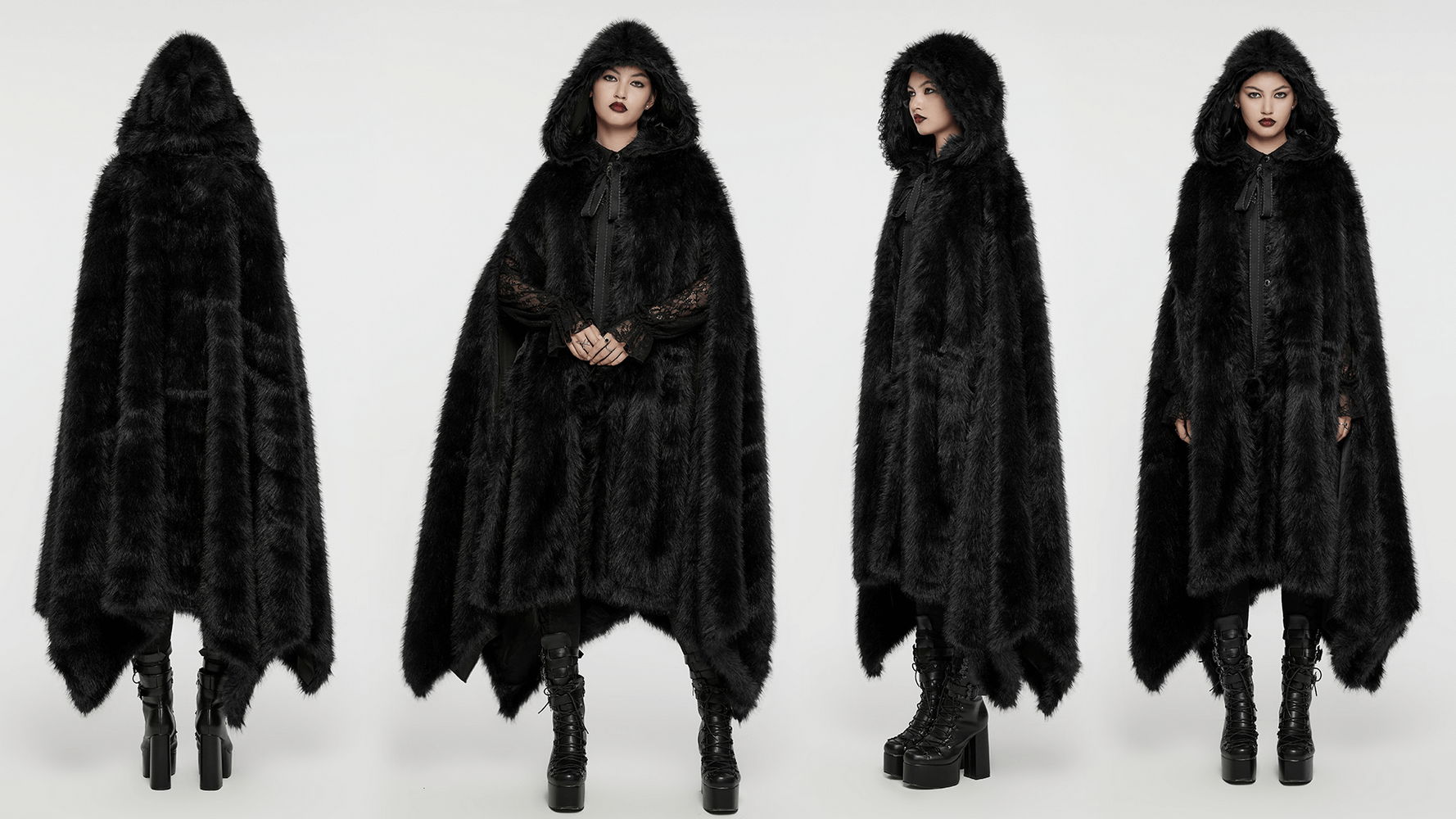 Luxurious Gothic Asymmetrical Fur Cloak for Women