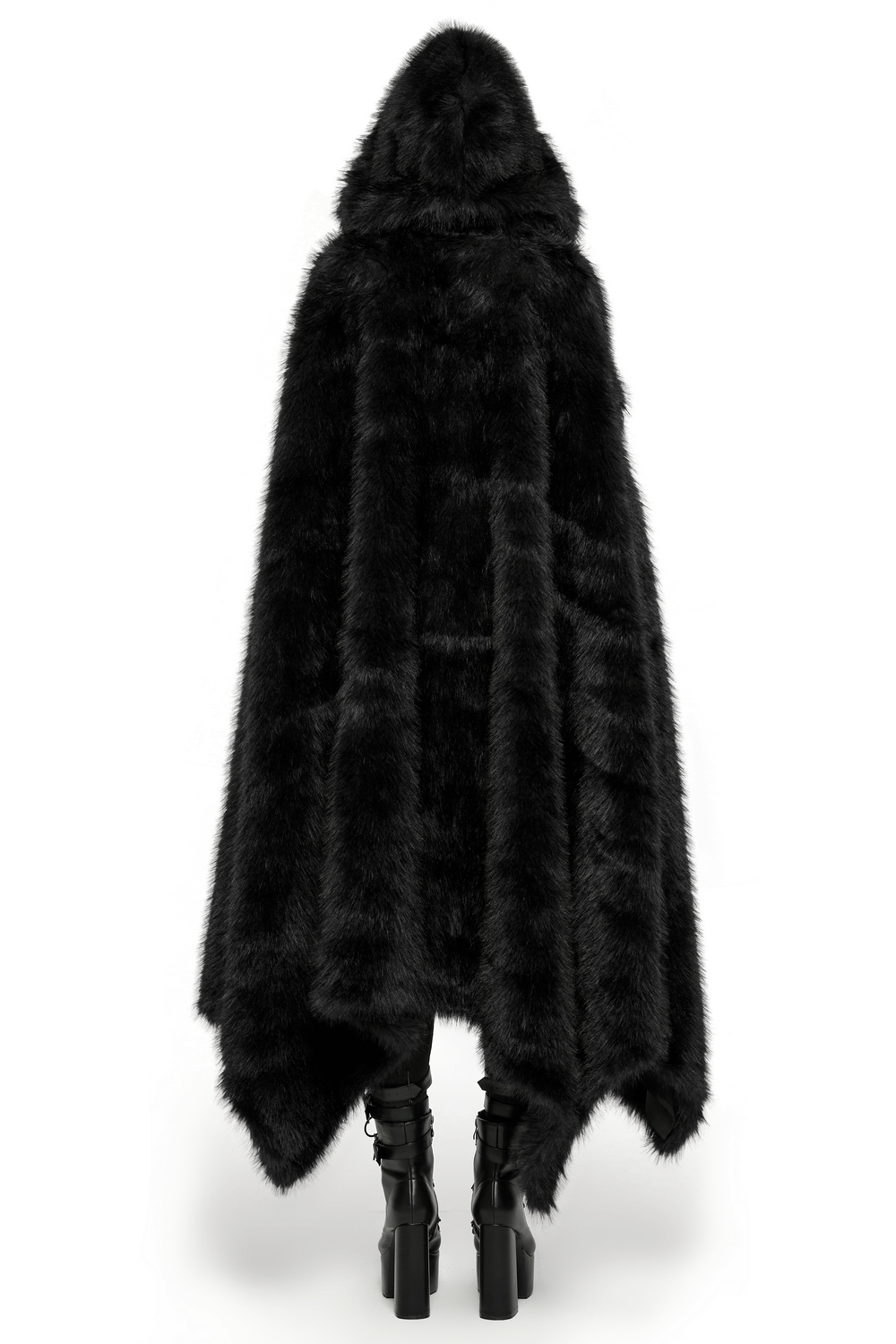 Luxurious Gothic Asymmetrical Fur Cloak for Women