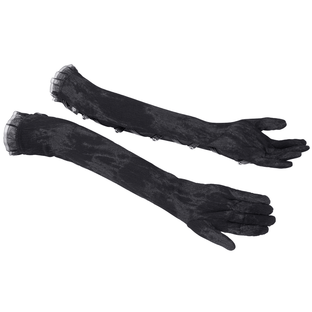 Luxuriöse lange Gothic-Punk-Handschuhe mit Nietenriemen