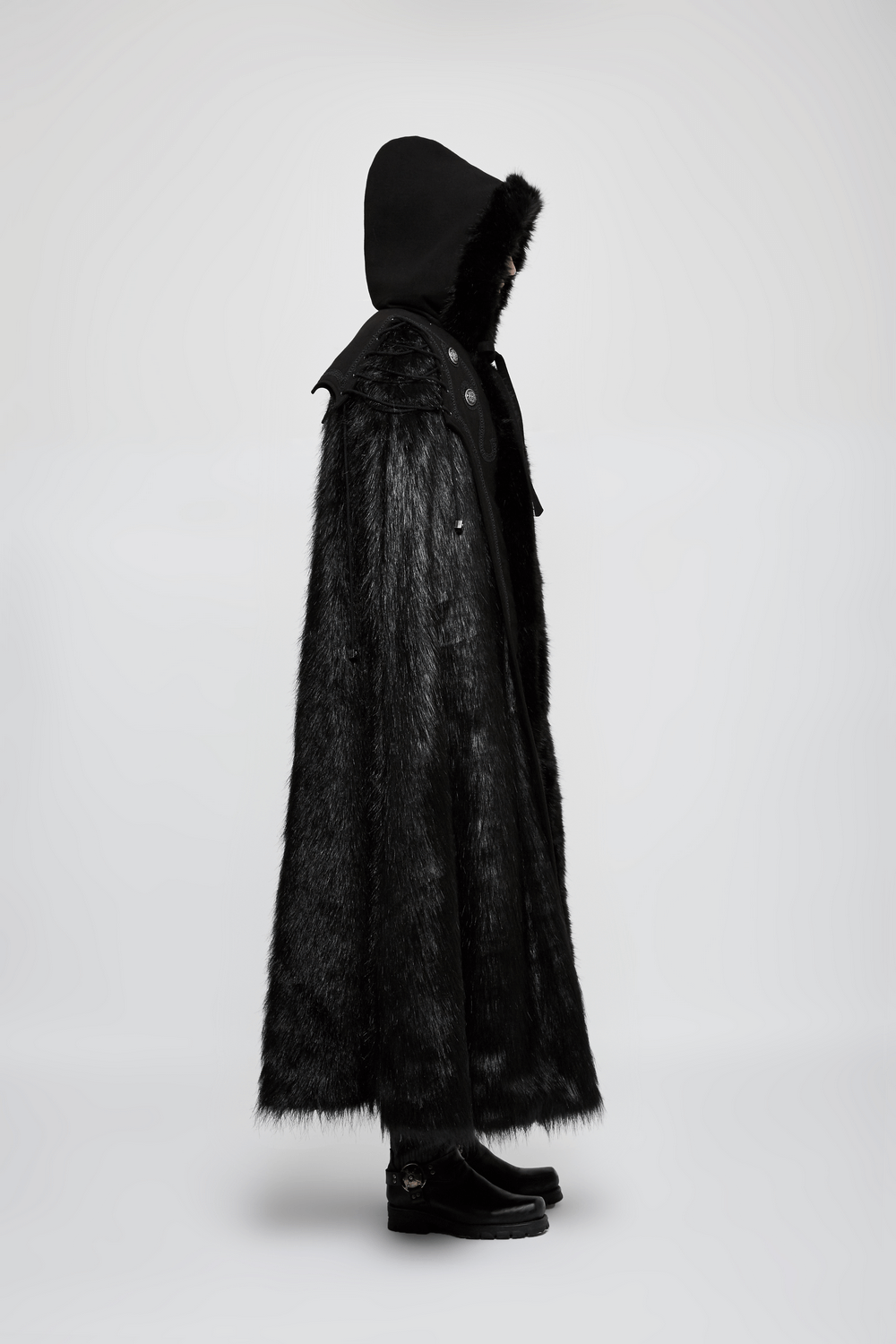 Luxurious Gothic Witch Fur-Trimmed Long Cloak - HARD'N'HEAVY