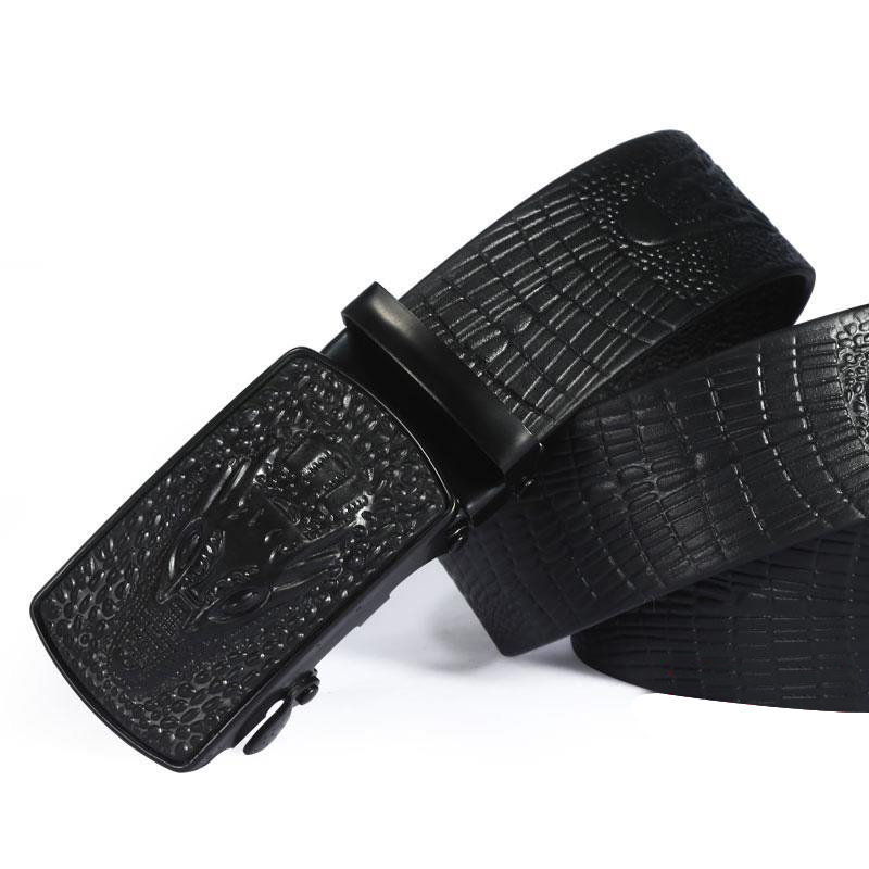 Luxury Belt Men's leather with crocodile pattern / Rock Style Belt With Automatic Buckle - HARD'N'HEAVY