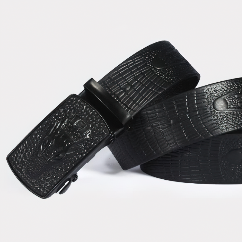 Luxury Belt Men's leather with crocodile pattern / Rock Style Belt With Automatic Buckle - HARD'N'HEAVY