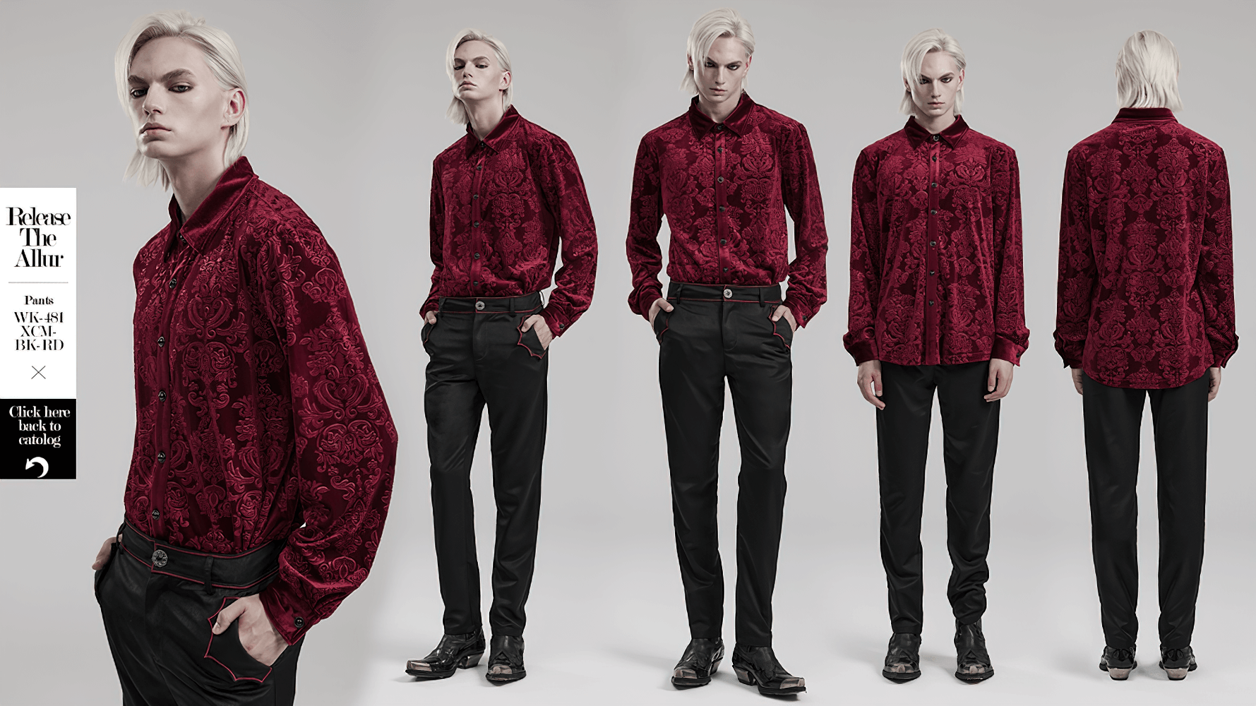 Luxury Gothic Velvet Floral Men's Formal Shirt