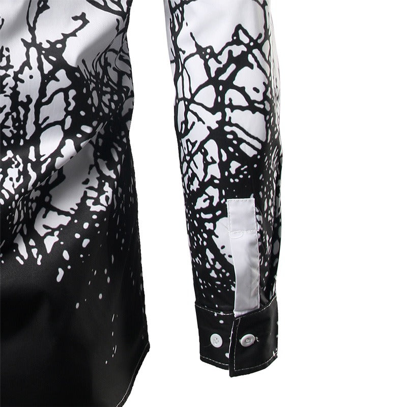 Luxury Shirt for Men in Gothic Style / Branches Ink Printing Men's Shirts / Male Aesthetic Outfits - HARD'N'HEAVY