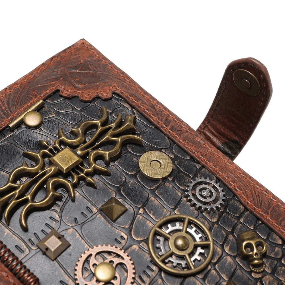Luxury Skull Decorative Cowhide Women's Wallet / Vintage Zipper Clutch Bag - HARD'N'HEAVY