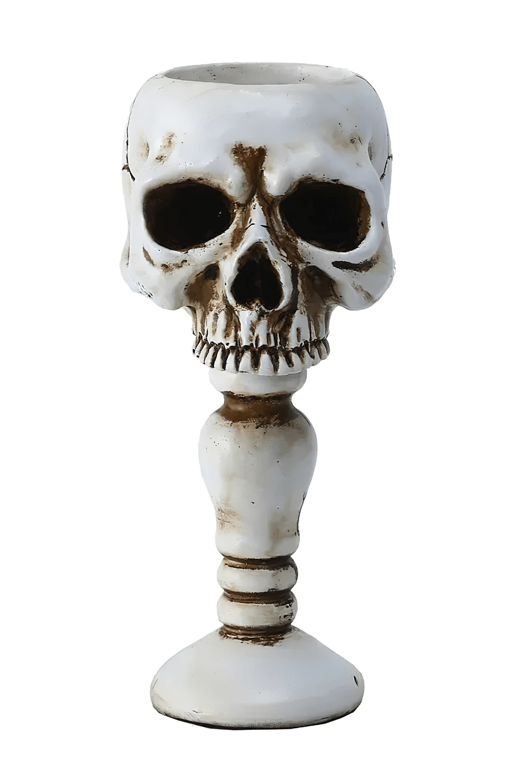 Macabre Skeleton Candle Stand for Haunted Decor - Gothic skull candlestick holder perfect for dark and eerie spaces.