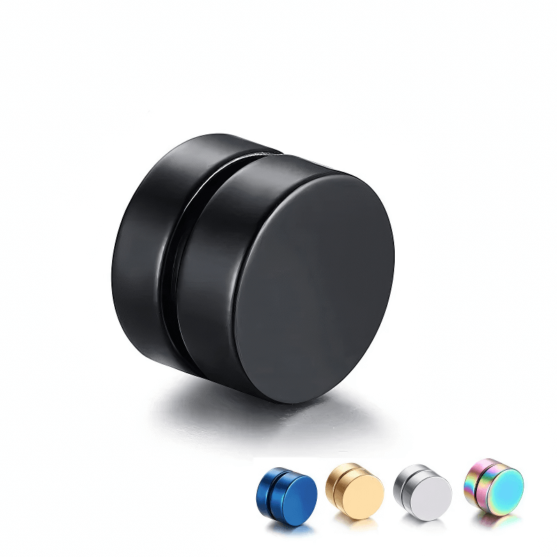 Stylish unisex magnetic stud earrings in black with colorful options, perfect for classy accessories.