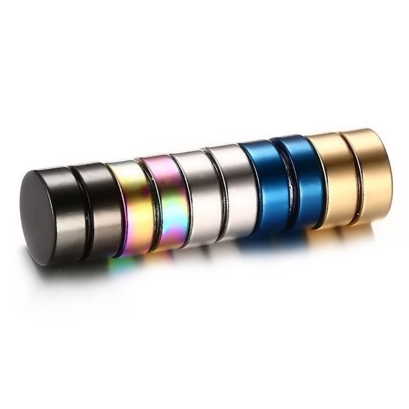 Colorful magnetic stud earrings collection showcasing shiny finishes for stylish accessories.