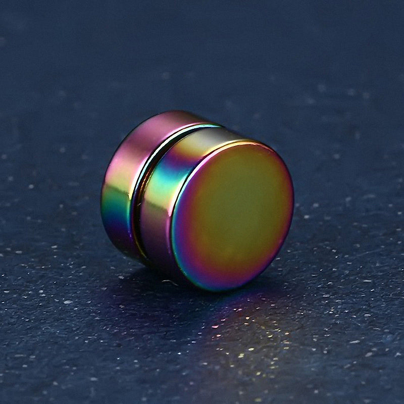 Colorful unisex magnetic stud earring featuring a shiny round design, perfect for stylish accessories and everyday wear.