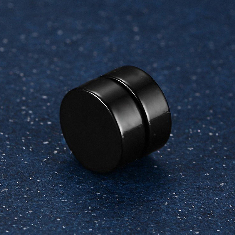 Black magnetic stud earring for men and women, a stylish and classy accessory in stainless steel design.