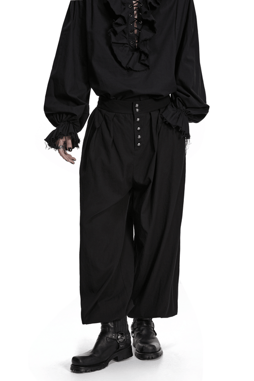 Schwarze gotische plissierte Laternenhose für Herren