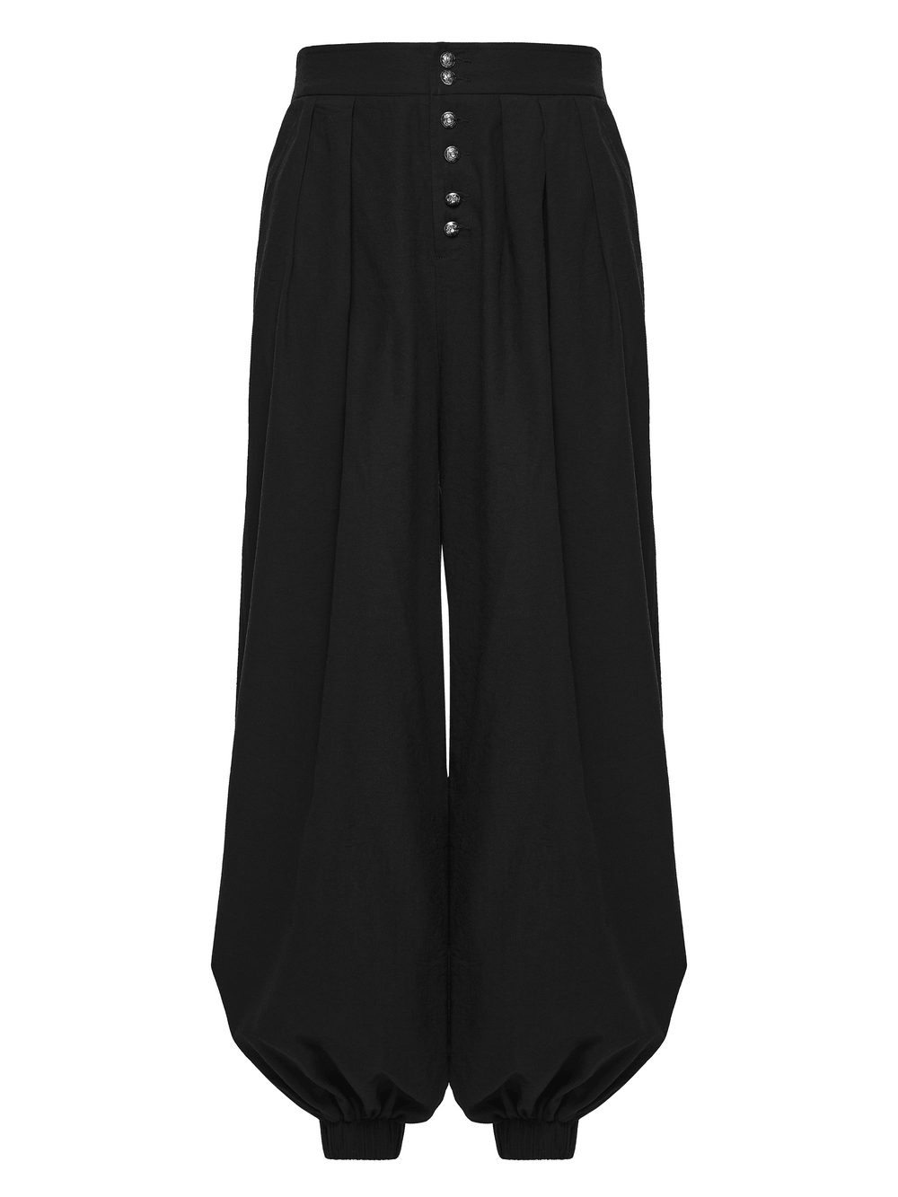 Male Black Gothic Pleated Lantern Tapered Pants for a stylish goth look with a unique design.